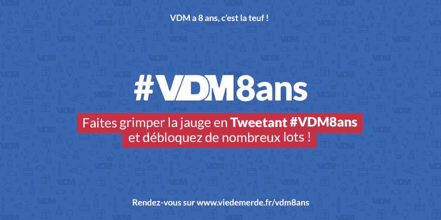 viedemerde's tweet photo. Un RT avant d’aller à la cantine ? Un clic pour #VDM8ans qui peut rapporter gros ! Infos : https://t.co/jIKUn1tK2z https://t.co/icpIsTAyxm
