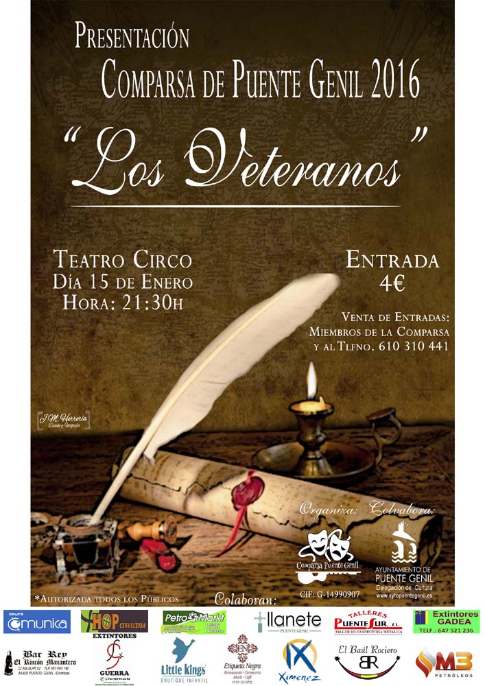 <a href="/ComparsaPG/">Comparsa PuenteGenil</a> presenta "Los Veteranos." Teatro Circo, 15 y 16 ENE Entradas 4€ 610310441 <a href="/Carnavaladictos/">𝘾𝙖𝙧𝙣𝙖𝙫𝙖𝙡𝙖𝙙𝙞𝙘𝙩𝙤𝙨</a> <a href="/andalocio/">Andalocio Córdoba</a>
