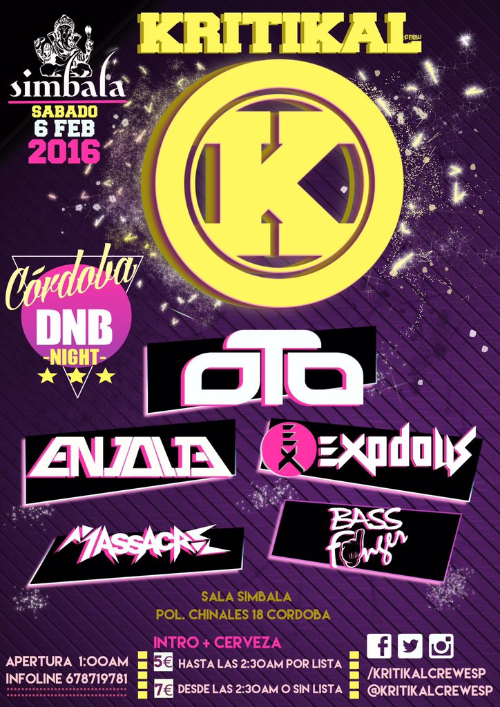 torilete85's tweet image. Haz #RT De este Tweet y entre tod@s sorteamos una entrada para Córdoba DnB Night!!
Corre y Participa!!