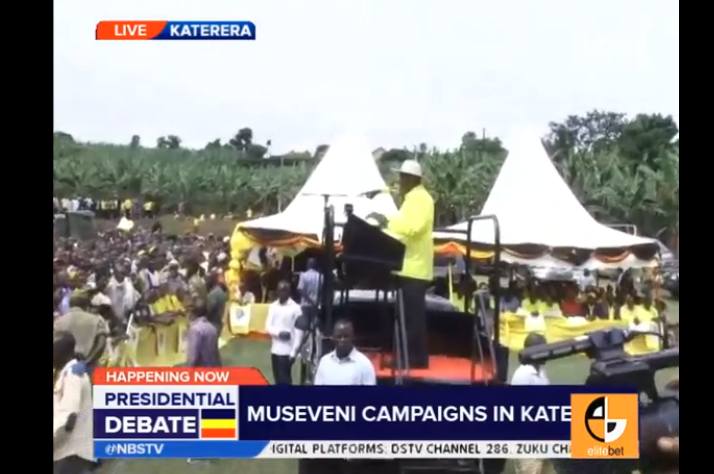 nbstv's tweet photo. HAPPENING: Pres. Museveni addresses rally in #Katerera, Rubirizi. Online: https://t.co/6VldnA8W0y #UgandaDecides https://t.co/7IYk52Yzrq