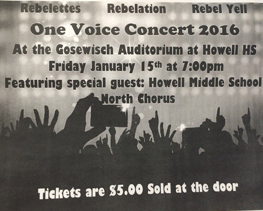 Come and see the One Voice Concert tonight with guests: Middle School North band and chorus!
