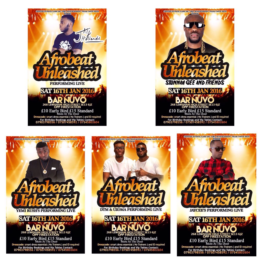 A Day To Go AFROBEAT UNLEASHED | STUNNAH GEE AND FRIENDS | SAT 16TH JAN | BAR NUVO | tickets out nowww!!!!!