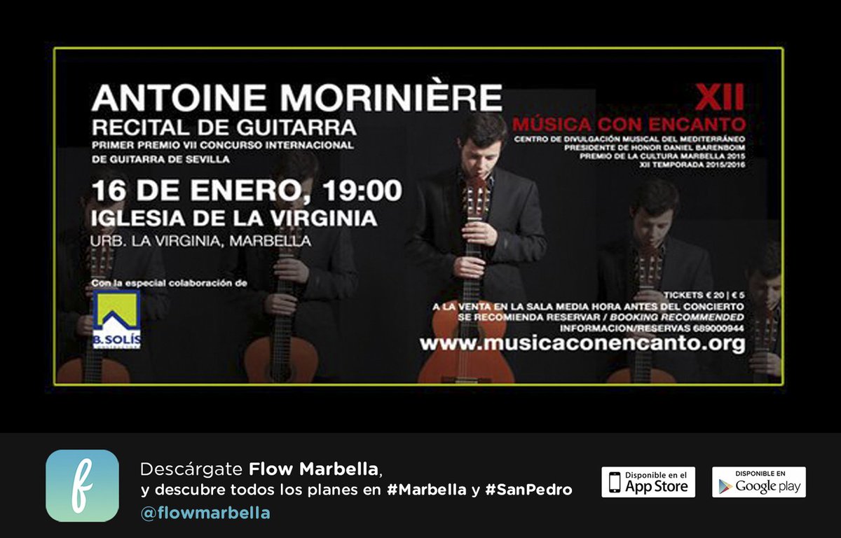 #MúsicaConEncanto Recital de Guitarra: #AntoineMoriniere 🎸🎶Mañana a las 19:00 en Iglesia de la Virginia #PlanconFlow