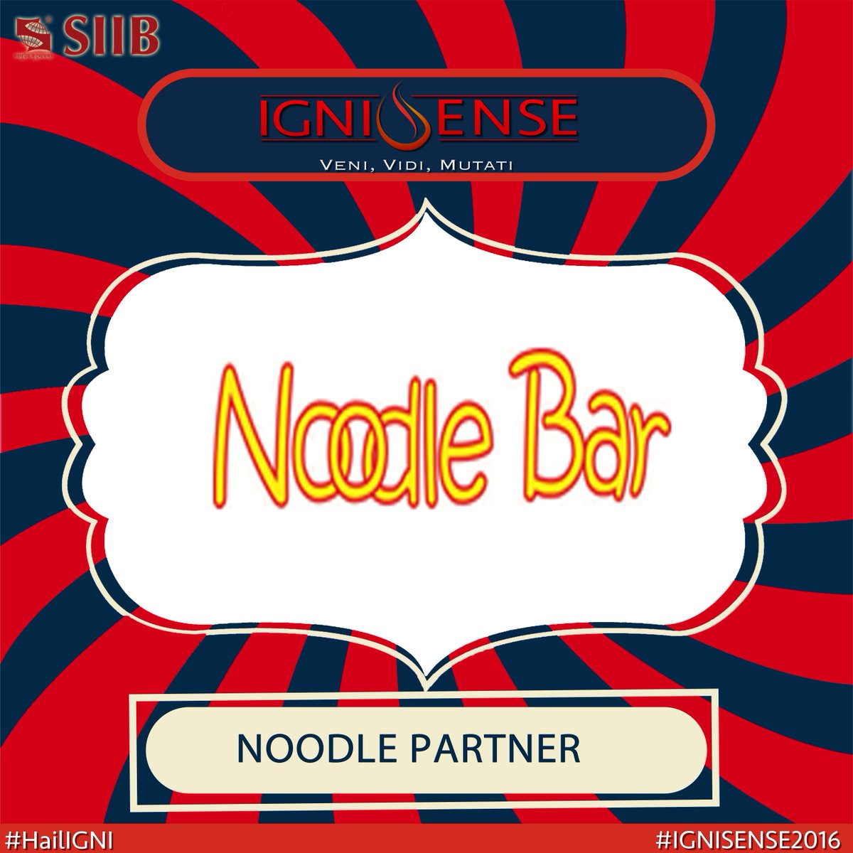 IgnisenseSIIB's tweet photo. We are proud to present Noodle Bar as our Noodle Partner!
 #siib #ignisense2016 #sponsor https://t.co/6PBi13E5kw