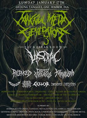 TANGGUL METAL GENERATION #3 || <a href="/VISCRAL/">VISCRAL</a> <a href="/GOROG_slam/">G O R O G</a> <a href="/Gleworgrind/">Glewor Grind</a>. 17 Januari 2016. At Gedung GNI Tanggul - Jember