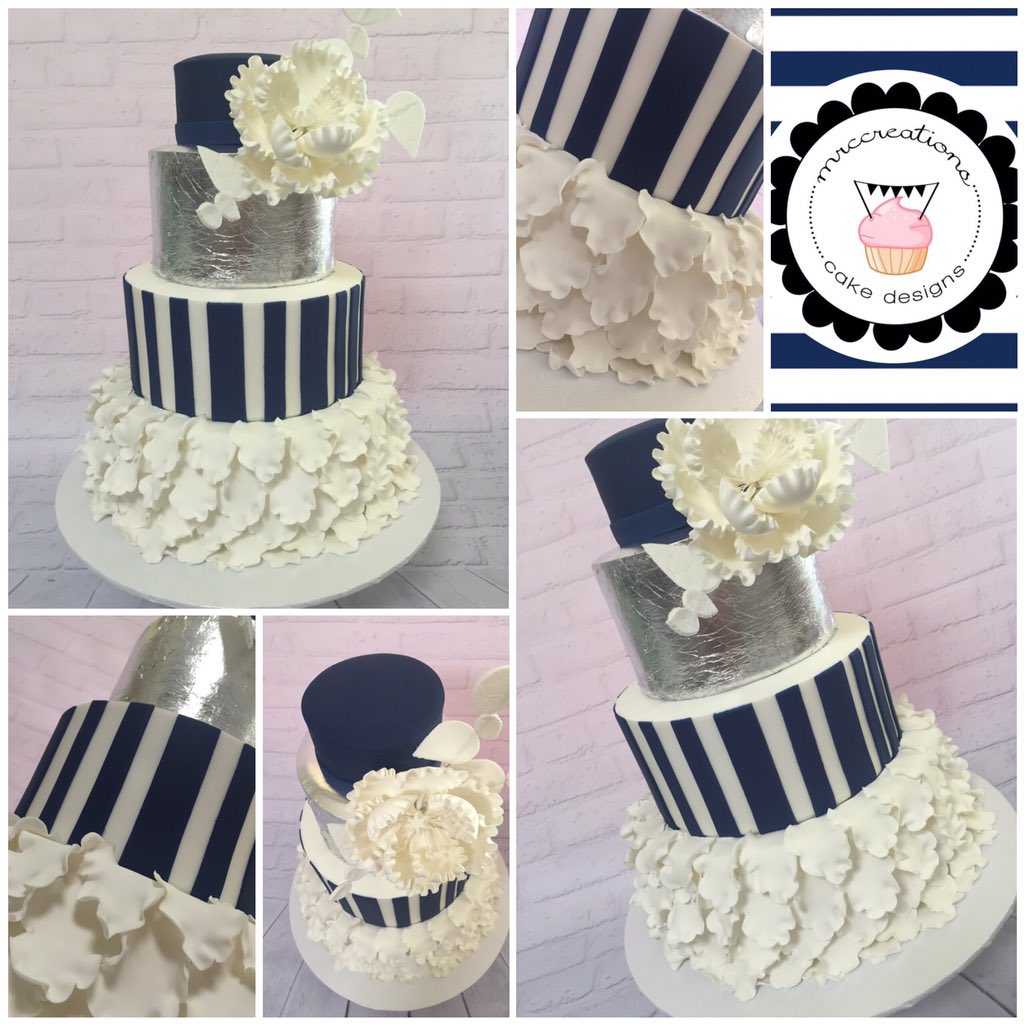 MrcCakeDesigns's tweet photo. Wedding blues.... Navy and silver... Ahhhhhhhhh #weddingcake #navystripes #silverleafisawesome https://t.co/403kZY09j7