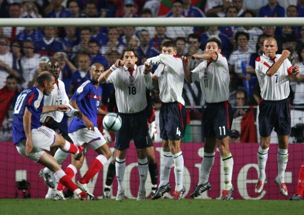 EURO 2004: Zinedine Zidane whips a perfect free-kick past