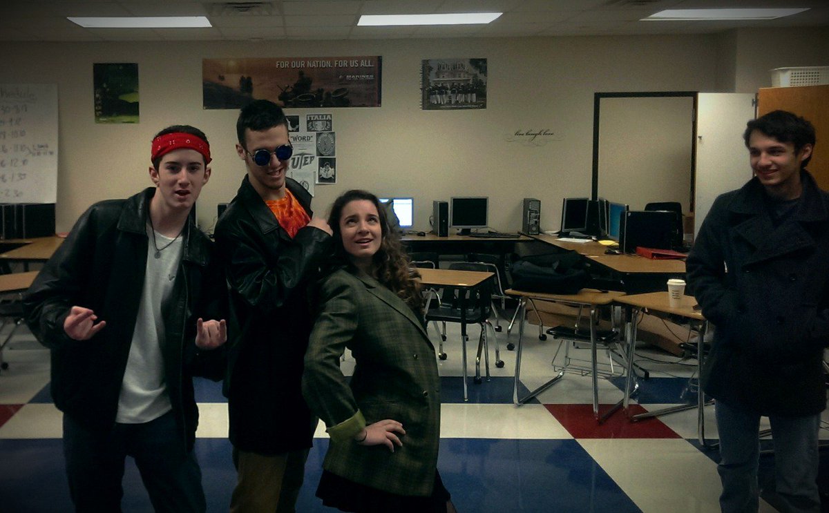 MBHSDebate's tweet image. It's 80's Day in school. Johnathan over there is from the Cold War.