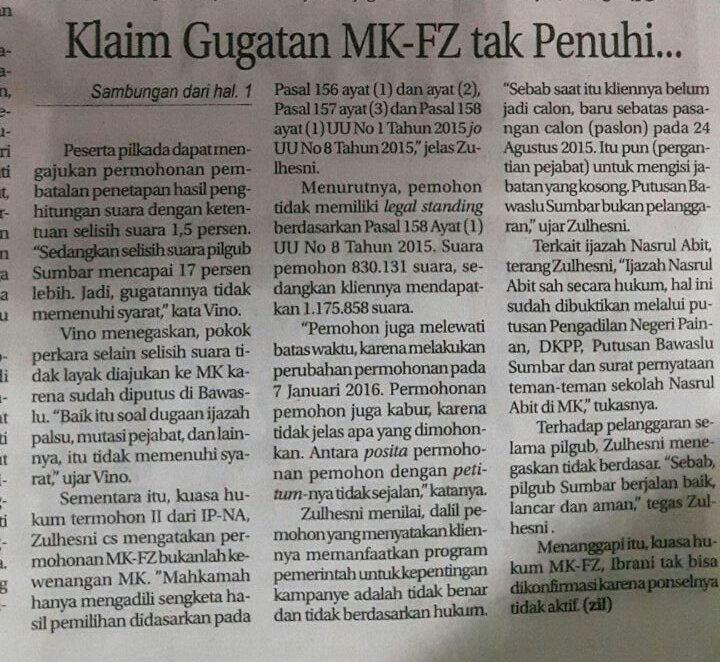 irwanprayitno's tweet photo. Padang Ekspres, 13 Januari 2016 https://t.co/gIPDegVh9W