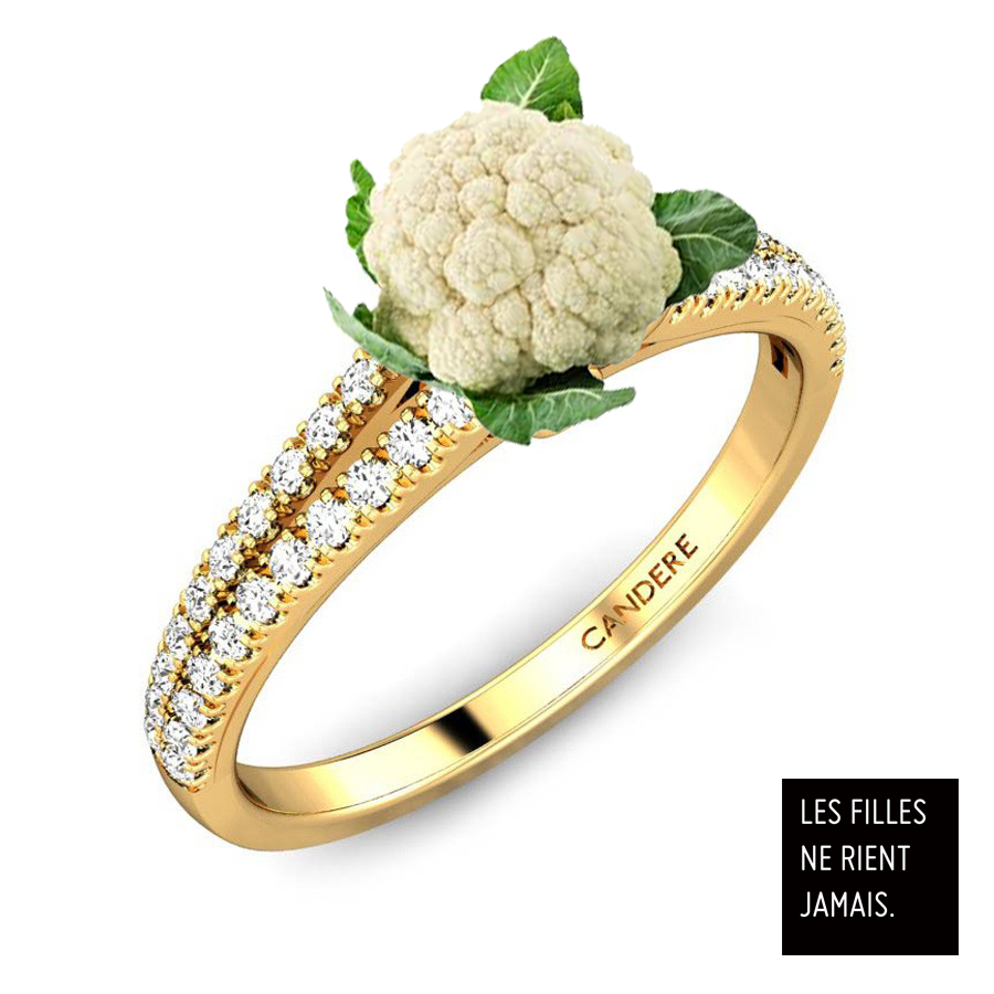 LFNRJ's tweet image. Étant donné que le chou-fleur est rendu aussi cher qu'un #CanadaGoose, IGA a décidé de s'associer à Birks pr lancer: