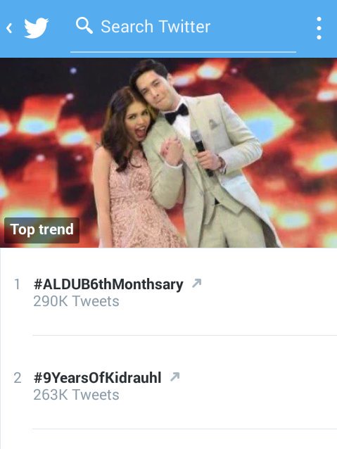 Wow,!! Ang cute naman,. Pag sinearch mo ang trend list gnto na xa,.
#ALDUB6thMonthsary