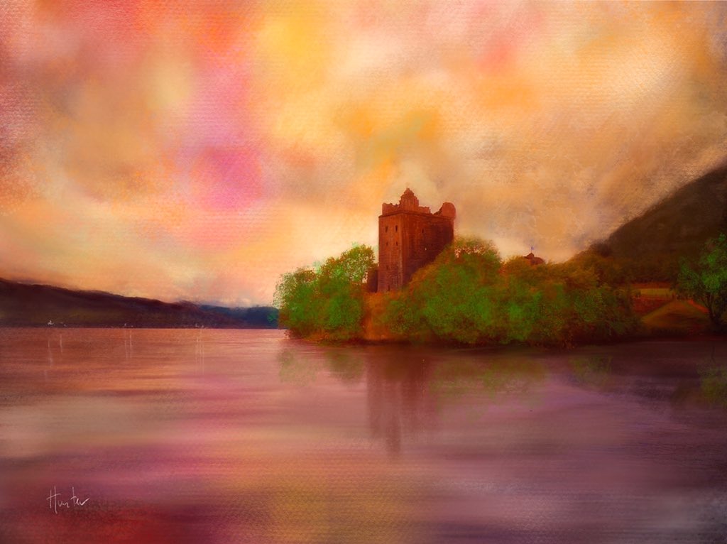 ScotlandInMini's tweet image. 'Urquhart Castle Dusk' @ScotTradeFair @VisitScotland @welovehistory @kevinhunterART  #stf #launchgallery #ssfs #new