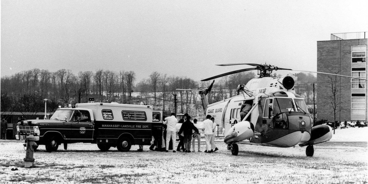 USCG's tweet photo. #FanPhotoFriday Lee Genser shared historical pic of #USCG crews working w local emerg responders on Long Island, NY https://t.co/oRSB8CDmzl