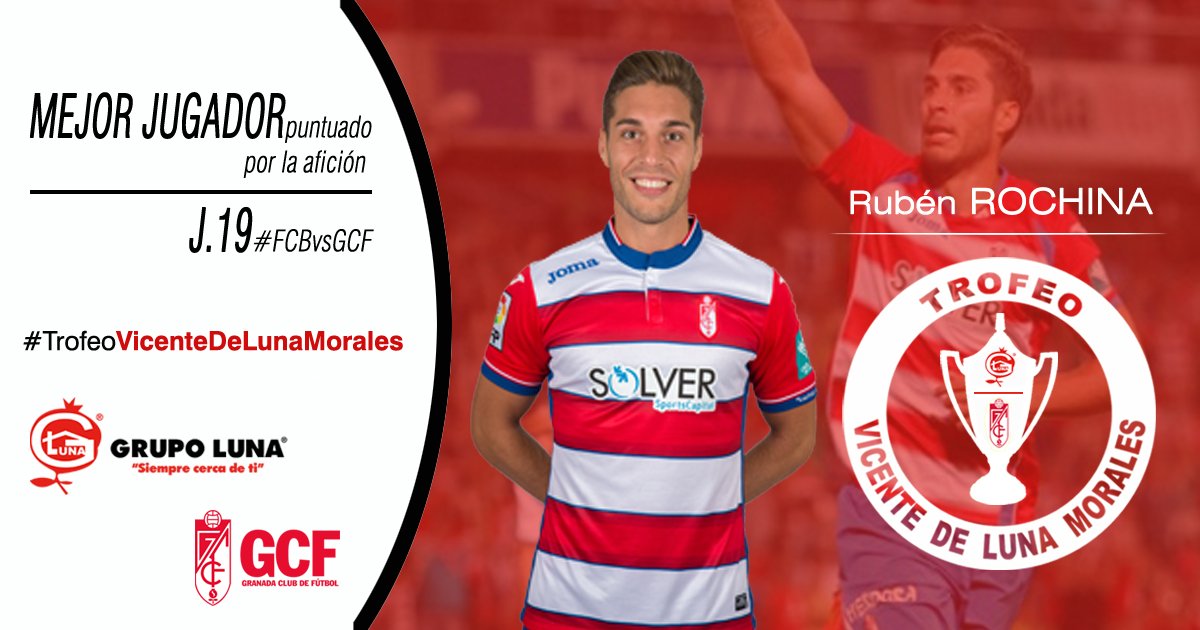 grupoluna1958's tweet photo. ¡@rubenrochina23 MEJOR JUGADOR J.19!haz RT si estás OK.El ganador consigue 2entradas #GCFvsGET #EternaLucha #Granada https://t.co/kcUQkoa3pn
