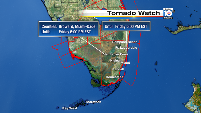 Local 10 WEATHER ALERT - Tornado Watch issued for the highlighted areas. For more info bit.ly/krCDQ?utm_medi… https://t.co/YFFxCnPyEN