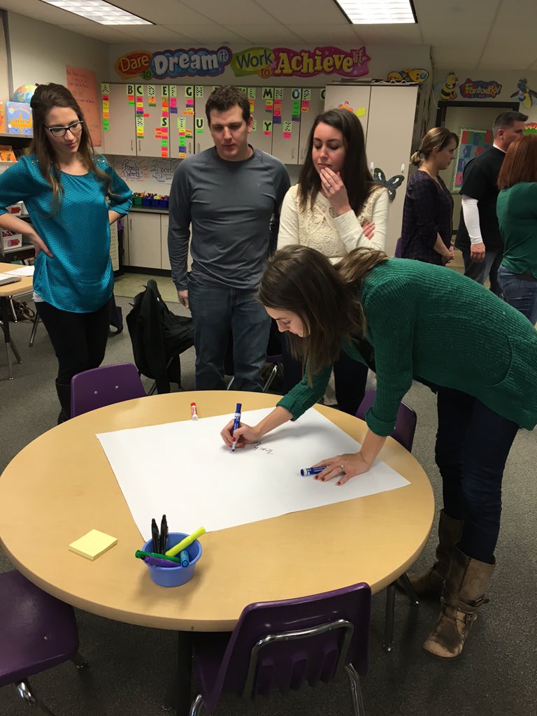 staclutz's tweet photo. Teachers doing a "think ink" around listening, questioning, and responding. #dcsgrowsthinkers https://t.co/i1VGobWSo6