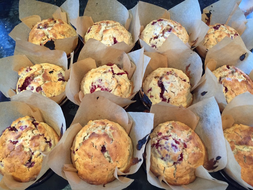 Muffins fresh out of the oven ready for a surprise delivery first thing tomorrow...