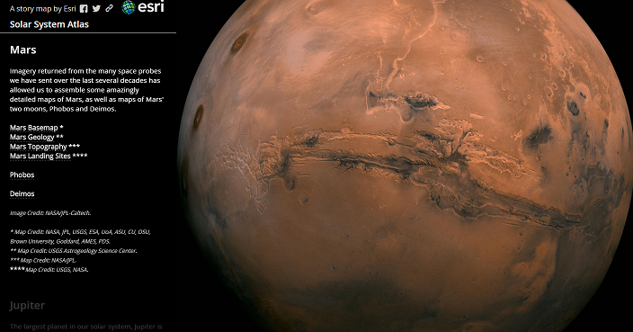 Esri's tweet image. Very cool...Solar System Atlas arcg.is/1QbGbB0 #planets #dwarfplanets #asteroids #comets #storymap