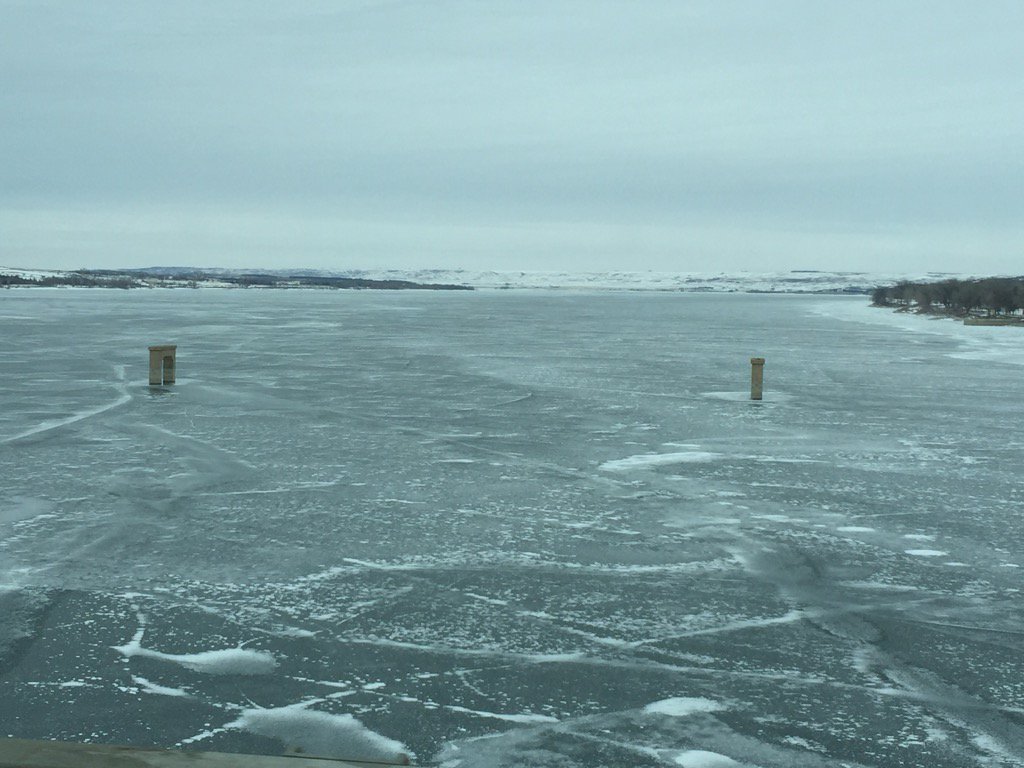 Crossing the frozen big Mo at Chamberlain, SD, near the site of Ft. Kiowa where Hugh Glass ended his crawl #Revenant