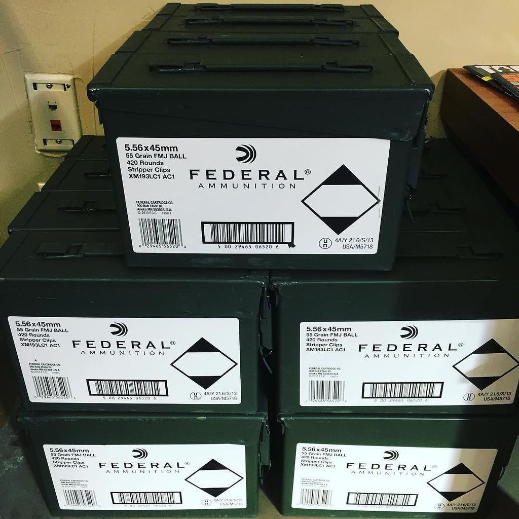 AlpineArms's tweet image. Just arrived. Fresh off the pallet. 420rd cans of @federalammunition XM193 55gr FMJ #ammo … ift.tt/1WftiGR