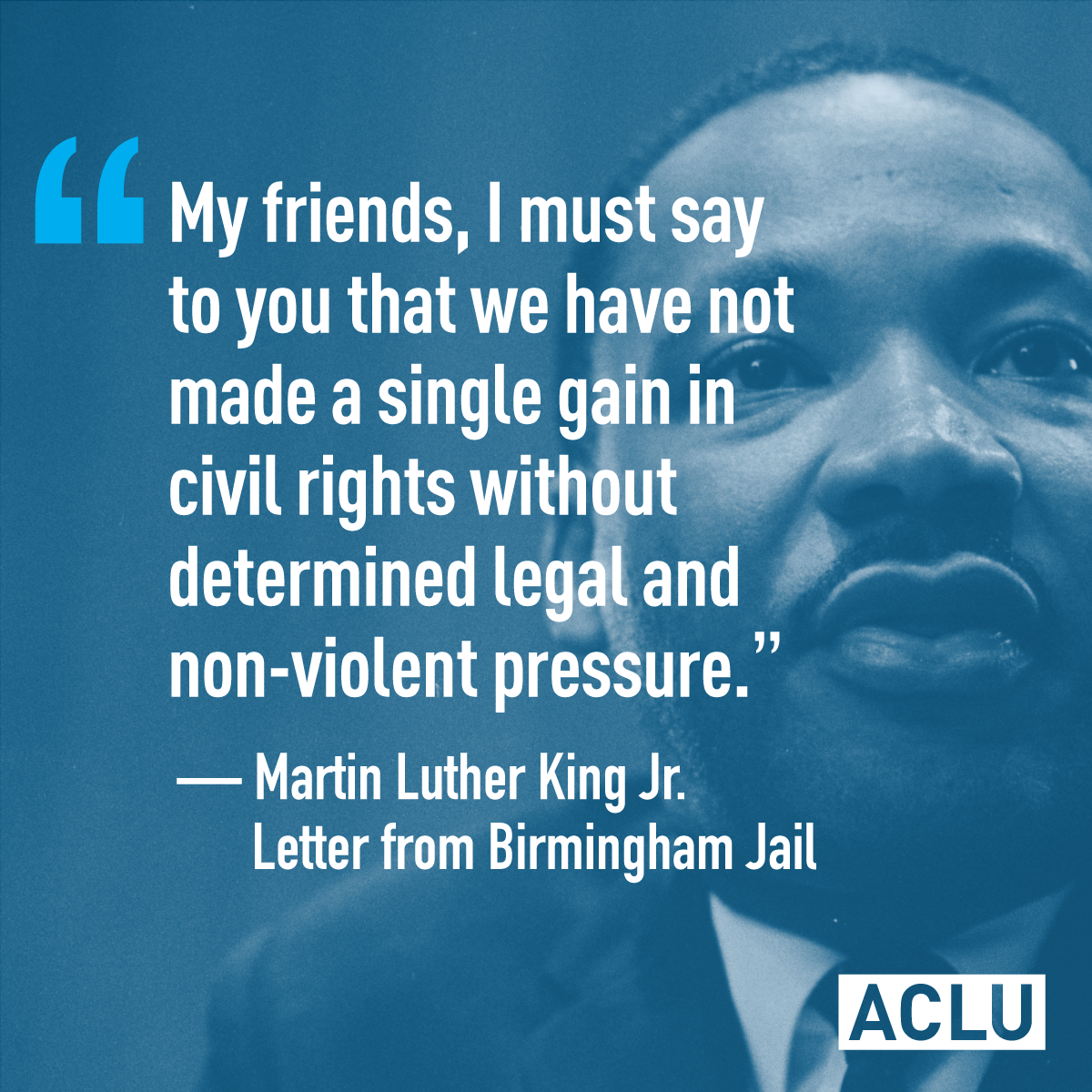 ACLU's tweet photo. The path to justice is clear but by no means simple. #MLKDay https://t.co/ggGdbEsVSJ