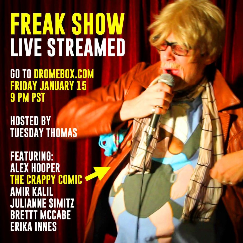 thecrappycomic's tweet photo. Tune in to the Internet at 9 for a wacky set of almost humor. Kinda like a 3rd rate George Carlin with no punchlines https://t.co/KBn78N9eGf