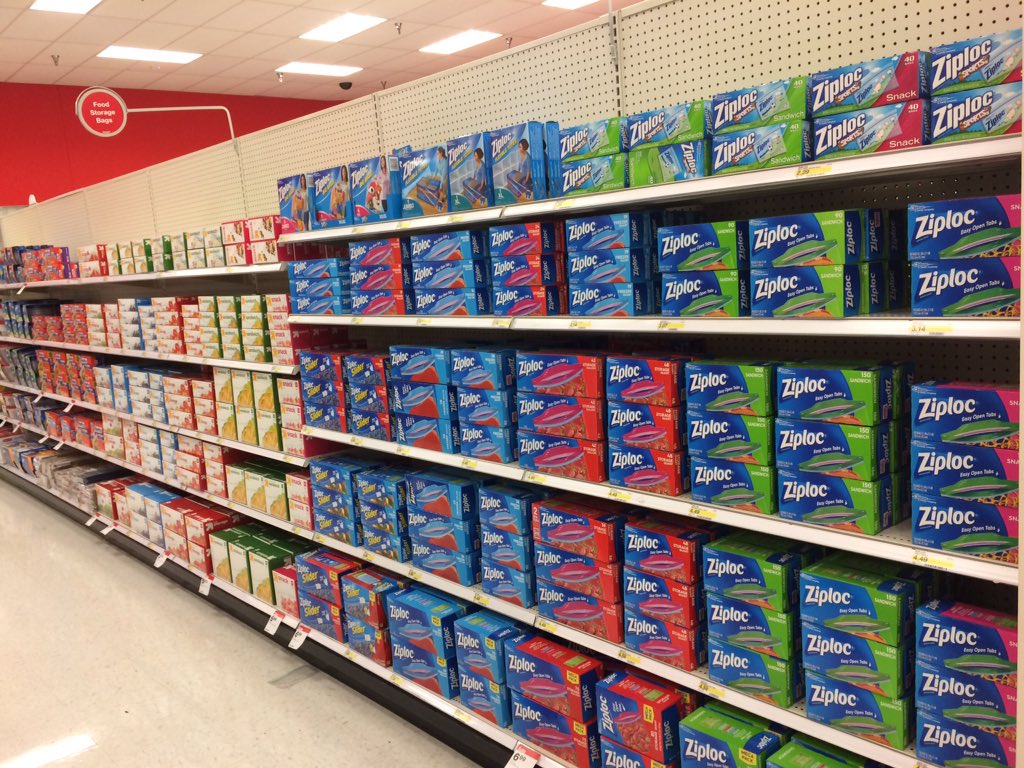8th wonder of Target: The Great Wall of Ziploc. Not an out to be seen. #noouts @TGTGregWood <a href="/CBintheGarden/">Carol Bintorio</a>