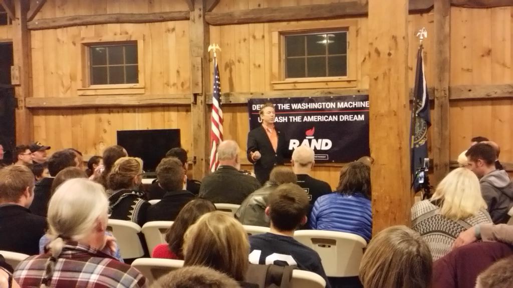 AdamSamuelsNH's tweet image. "We should wait 1 day for every 20 pages, before voting on a bill" @RandPaul #RandRally #nhpolitics #fitn