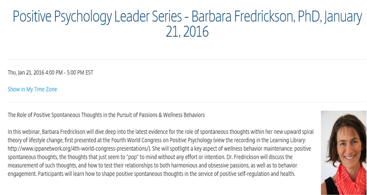 IPPA Webinar- Dr Barbara Frederickson / 21Jan @ 4pmEST/ ippanetwork.org/about/