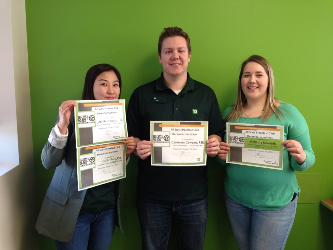 Great job Jennifer, Cam and Mellania you are pacing for Q1 Breakfast club!