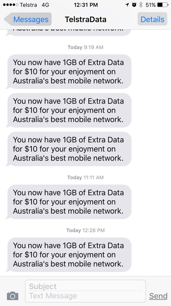 So <a href="/Telstra/">Telstra</a>  it looks like we need to have another chat!
#makeitstop #igetthemessage #enjoyinglifewithout1GB