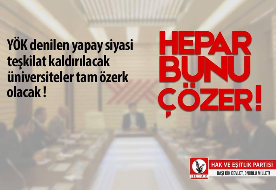 YÖK denilen yapay siyasi teşkilat kaldırılacak.

#HeparBunuÇözer