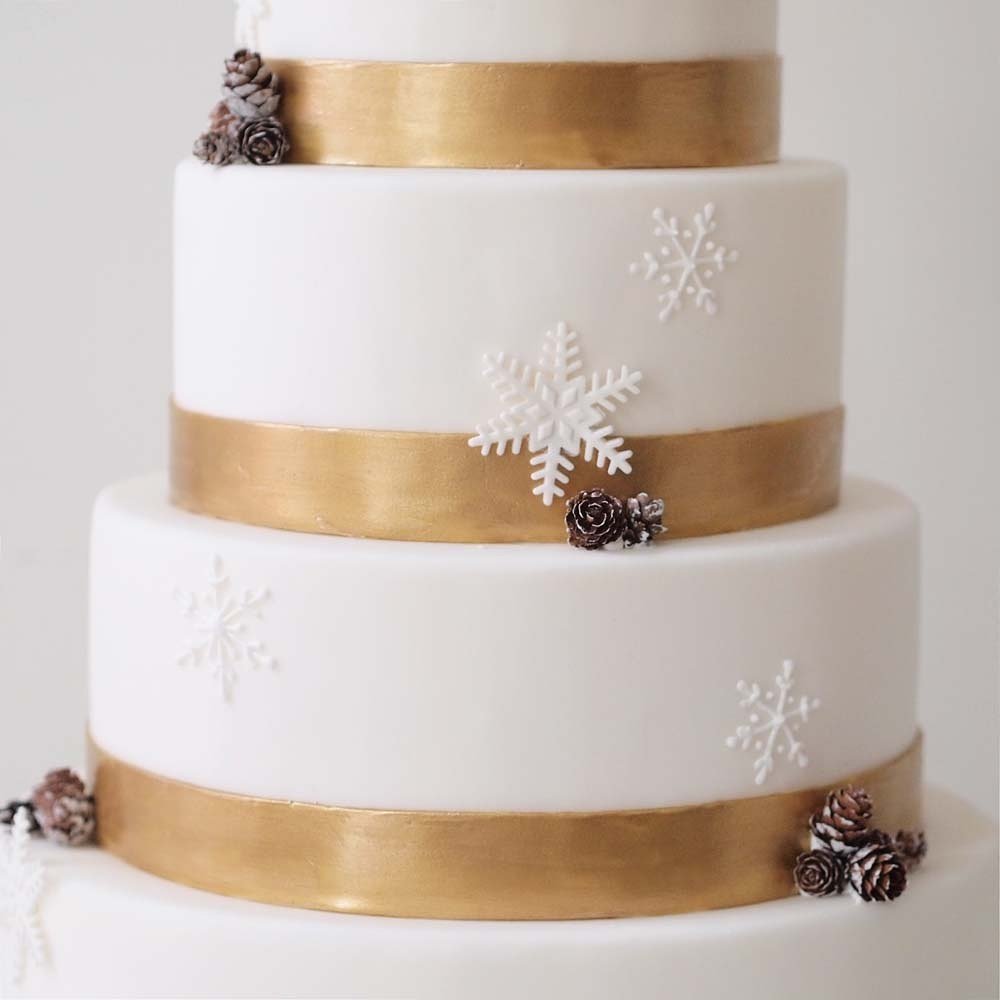 A detail shot of today's winter wedding cake!