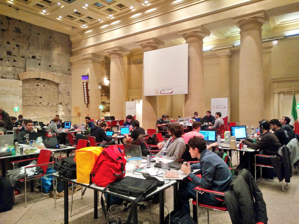 CodemotionIT's tweet photo. Superata la prima notte della #GGJ16 #GGJRoma: dev, grafici e musicisti continuano con lo sviluppo! @camcomroma https://t.co/rTPQGKtoPW