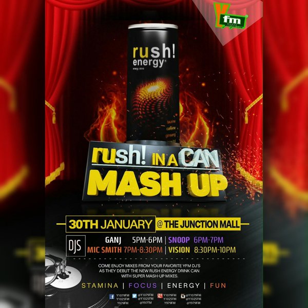 Y1079FM's tweet photo. 💿🔰 @VisionDj
Playing Tonight >> 8:30pm ↔ 10pm @RushEnergy_GH 🔥#RushCanmashup by #Yfmghana Junction Mall 🔥🔥 https://t.co/FdO4uyStzd