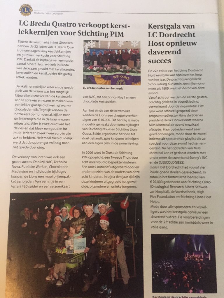 Ook @LionsNederland magazine zijn we terug te vinden met onze actie <a href="/StichtingPim/">Stichting Pim</a>. <a href="/lionsinter/">Lions International</a>
