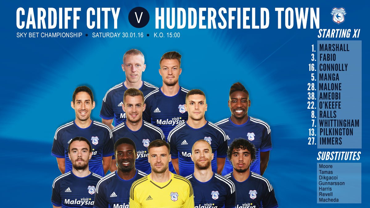 CardiffCityFC's tweet photo. BREAKING TEAM NEWS - @htafcdotcom vs #CardiffCity - Come on you #Bluebirds!!! https://t.co/hM7hzu0lIc