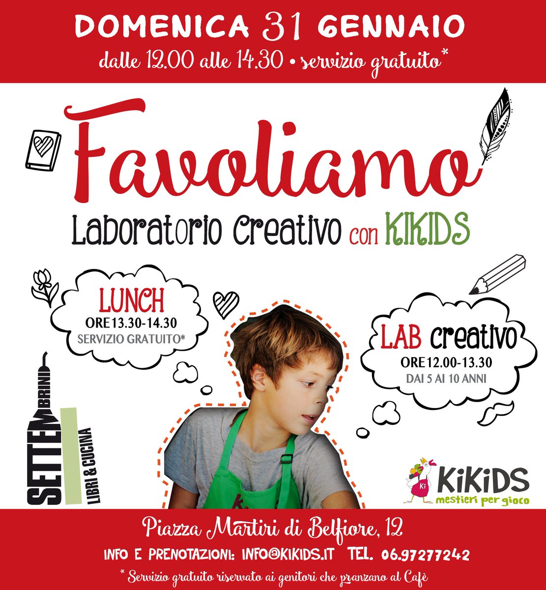 Kikids_lab's tweet photo. domani torna #favoliamo: lab. #kikids e pranzo #settembrini gratuito per i bimbi mentre gli adulti pranzano al cafè! https://t.co/iOqeXUixV9