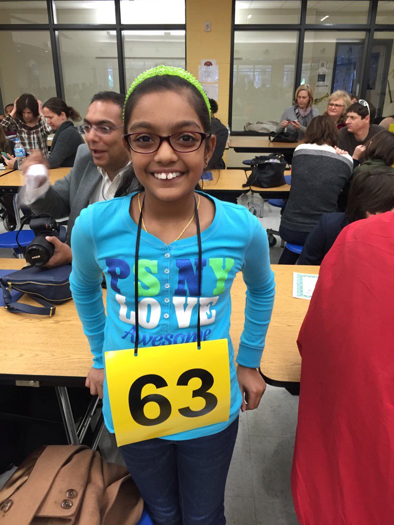Shakerag Spelling Bee champ goes to district competition. Best wishes to Arushi!