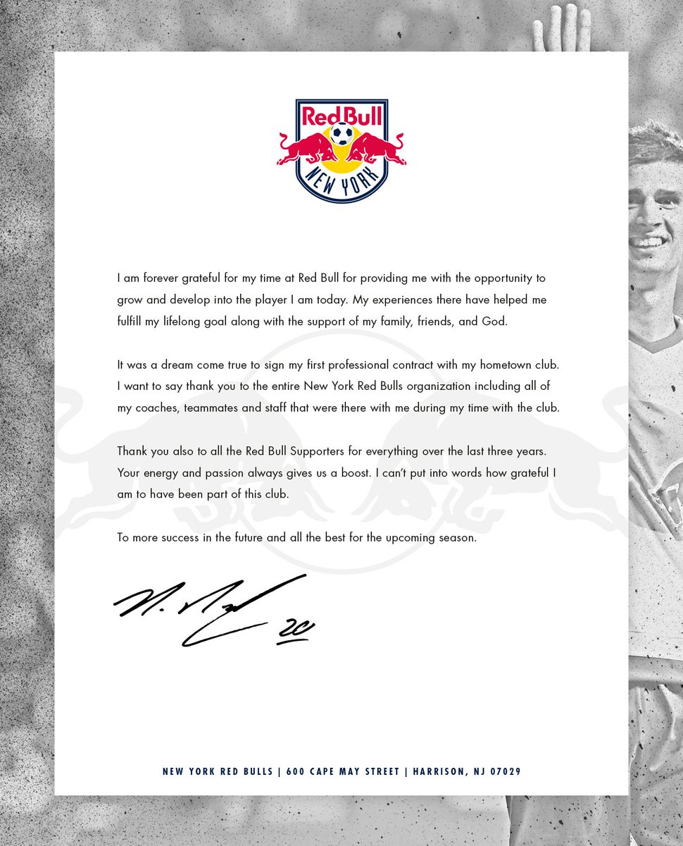 'Thank you also to Red Bulls Supporters for everything over the last three years' @MattMiazga3 #goodluckMATT #RBNY