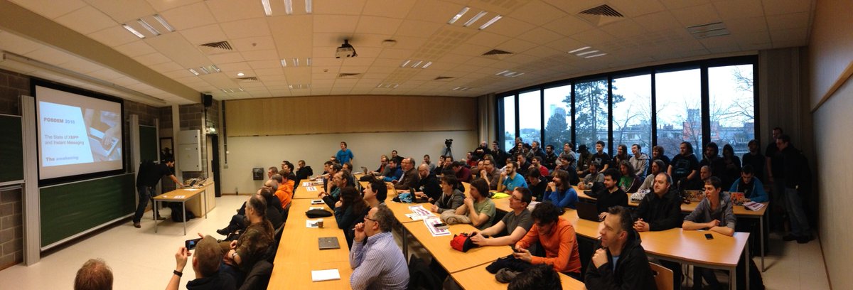 nyconyco's tweet photo. The state of XMPP and instant messaging at #FOSDEM2016 thx @michalwski for the pic #XMPP2016 it was fun, thx to all! https://t.co/9CNqIYSwQz