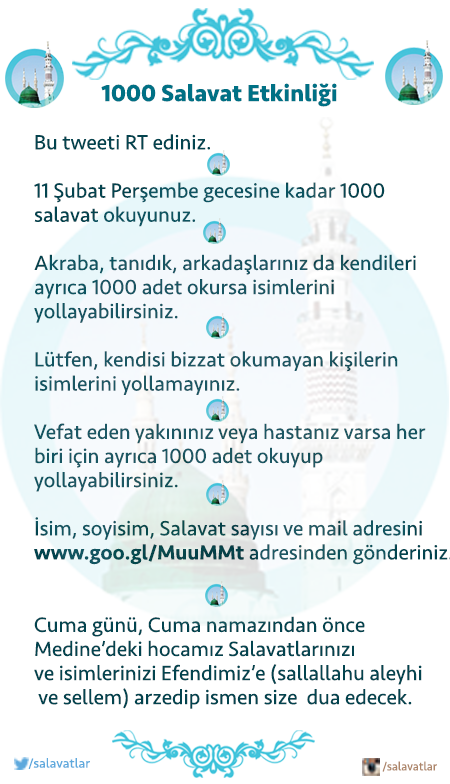 1000 salavata Medine'de Efendimizin ﷺ huzurunda isme dua ve  selam ve salavatlarınızın ismen teslimi için ayrıntı_