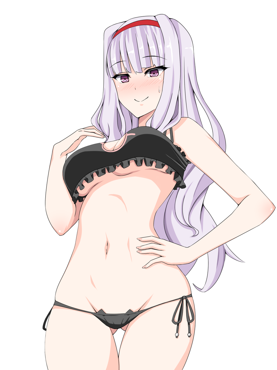 ねこランジェリーの貴音描いたけどローアングルだとただの胸元に穴の空いた下着だね