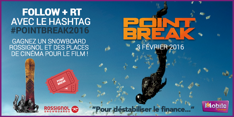 M6plusofficiel's tweet photo. Follow + RT et trouvez la fin de la citation pour gagner un snowboard et des places de ciné ! #POINTBREAK2016 🎁🗻❄🏂🎥 https://t.co/h1wEp3W4VE