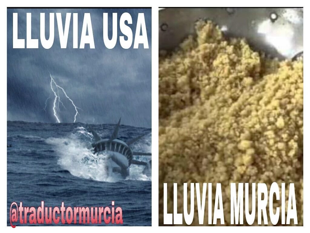 traductormurcia's tweet photo. Día de Lluvia en USA vs Día de Lluvia en Murcia. https://t.co/2fimXl6UOS