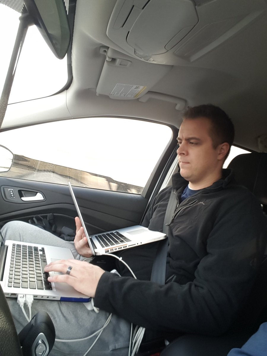 Bradley_B_Roll's tweet photo. KSTV Road trip problem! #2Laptops https://t.co/f349ot52ZC