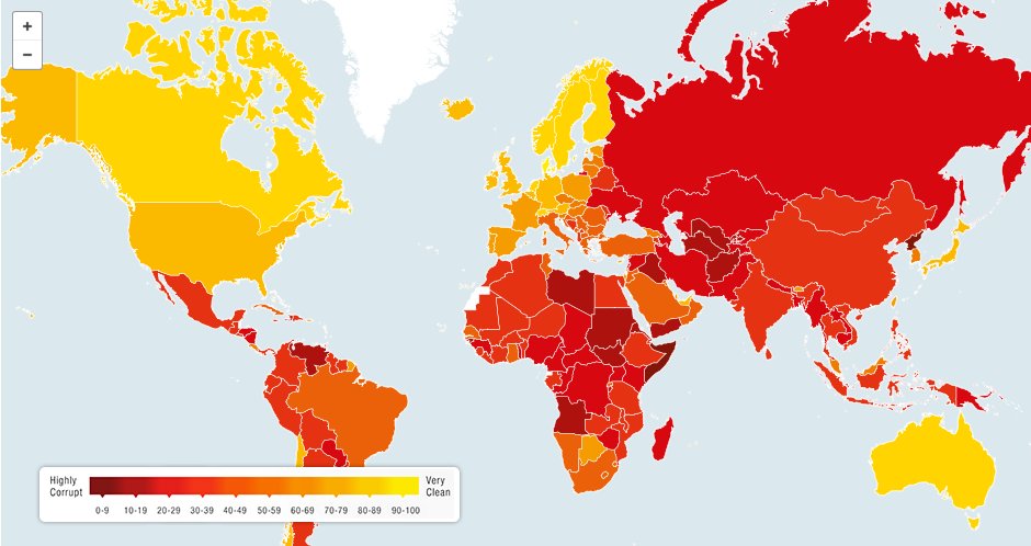 This map shows corruption across the world. atfp.co/1JIfz9H