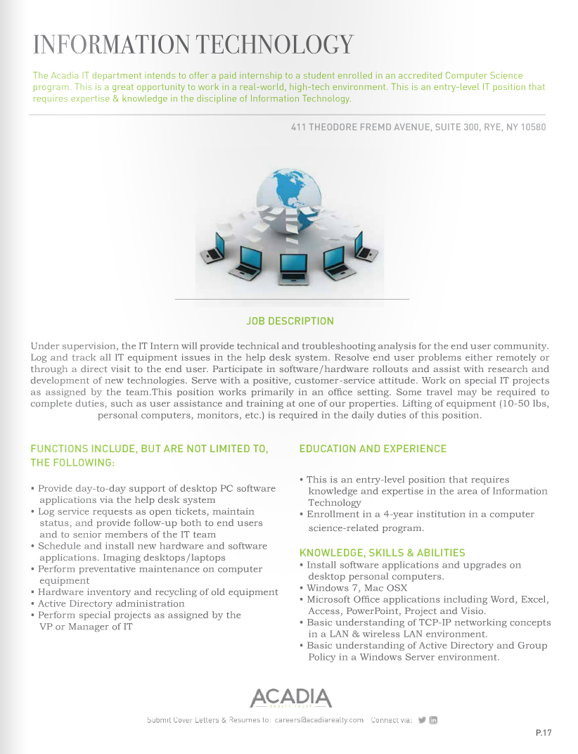 AcadiaRealty's tweet image. Seeking #TechInterns bit.ly/1IQ7yyP @FollowStevens @njithighlanders @cooperunion @nyupoly @CityTechNews