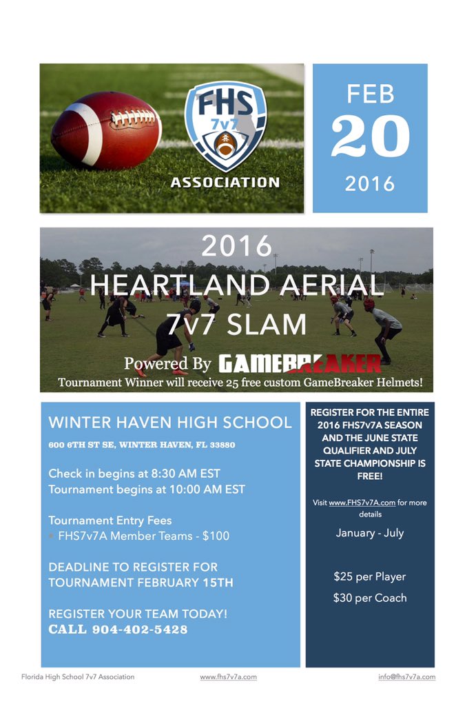 FHS7v7A's tweet photo. @CoachStrickKHS We invite you to join us for the #FHS7v7A Heartland Aerial 7v7 Slam on Feb 20th. https://t.co/Iu0cTykCVK