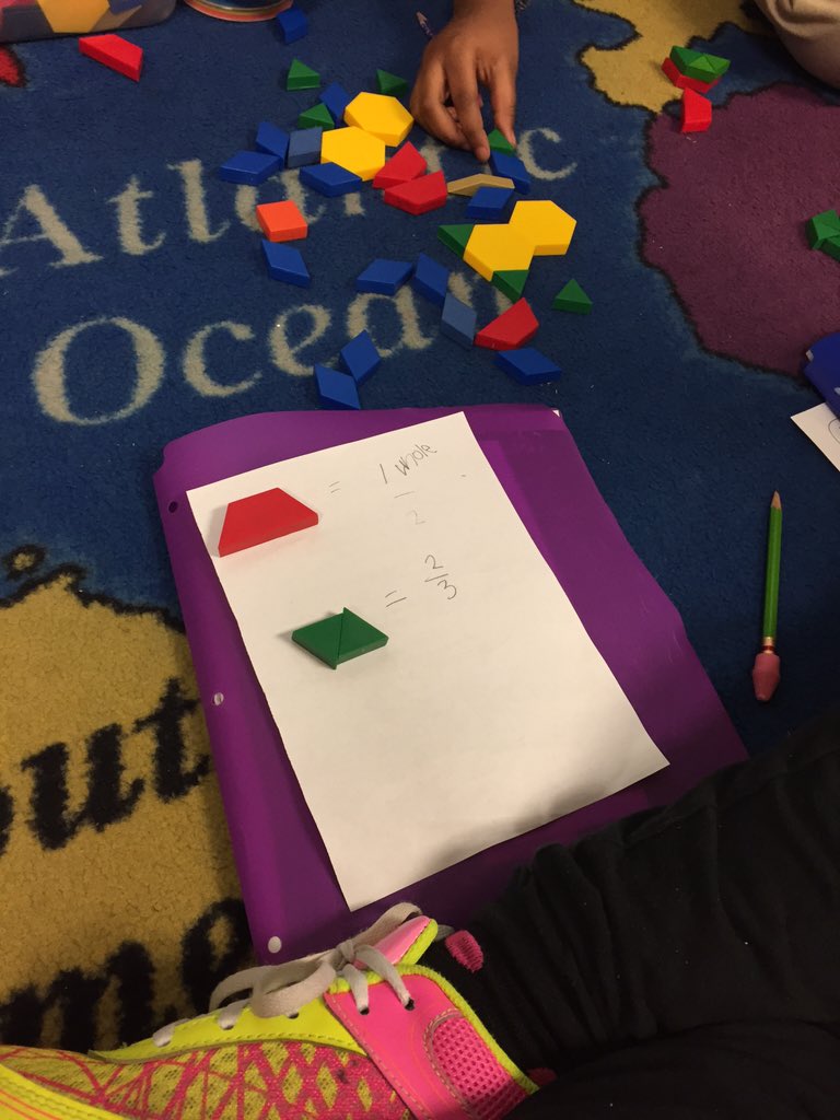 mrsjessfoster's tweet image. Learning about fractions through close reading and manipulatives! #readinginmath #handsonlearning